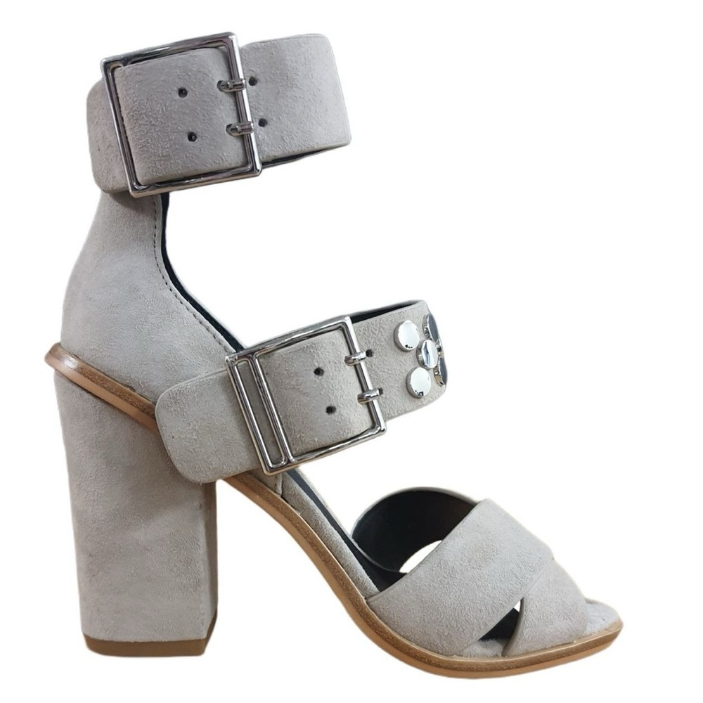 Rebecca Minkoff Light Gray Block Heel Sandals